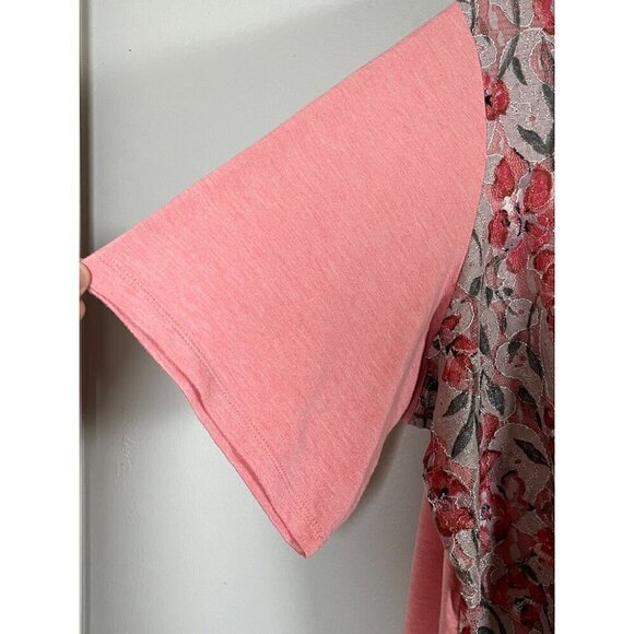 Logo by Lori Goldstein Women Top Size 2X Pink Round Neck Floral Embroidery Plus - Picture 6 of 11